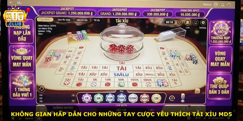 Không gian hấp dẫn cho những tay cược yêu thích Tài Xỉu Md5